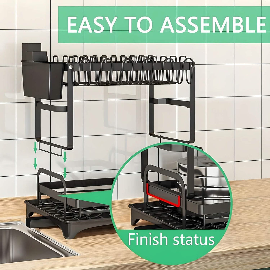 Black Metal Dish Rack – 2-Layer / 3-Layer